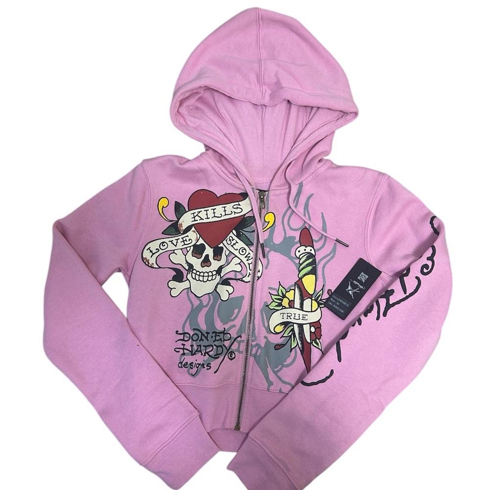 Ed Hardy Pink Graphic Hoodie